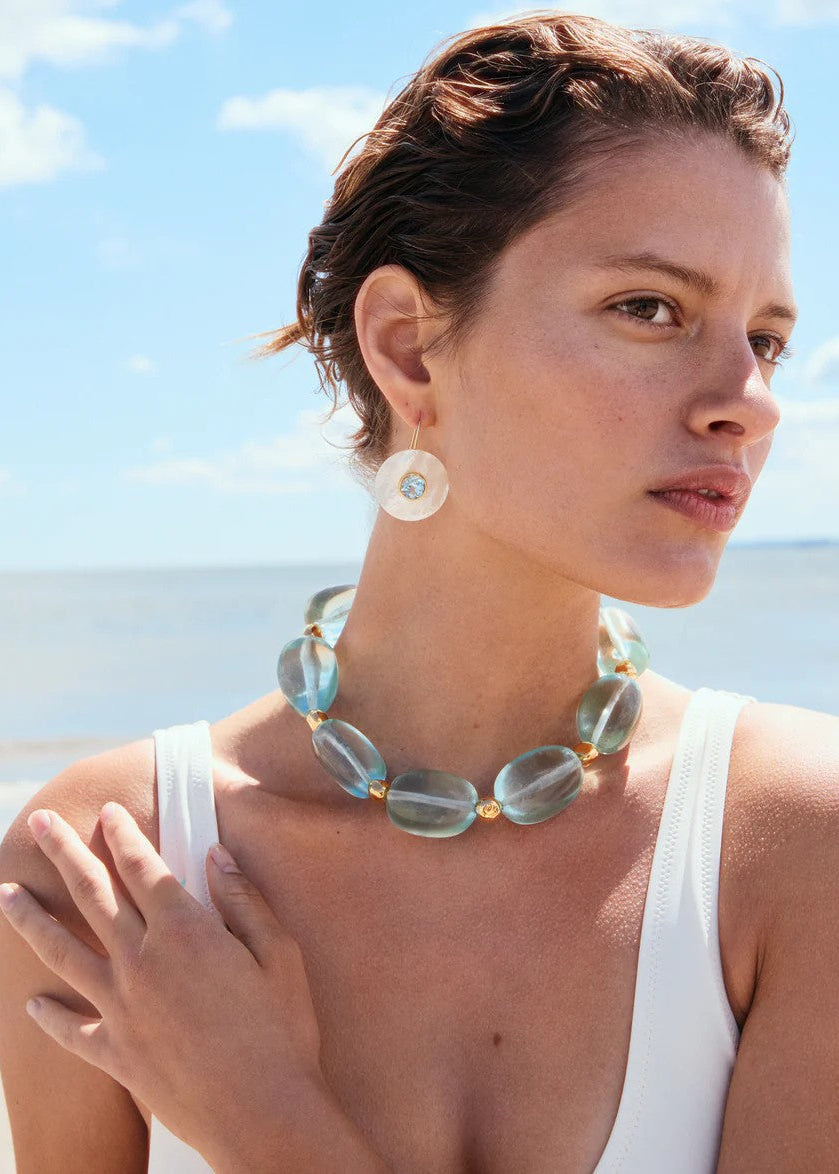 Taj Earrings in Blue Topaz