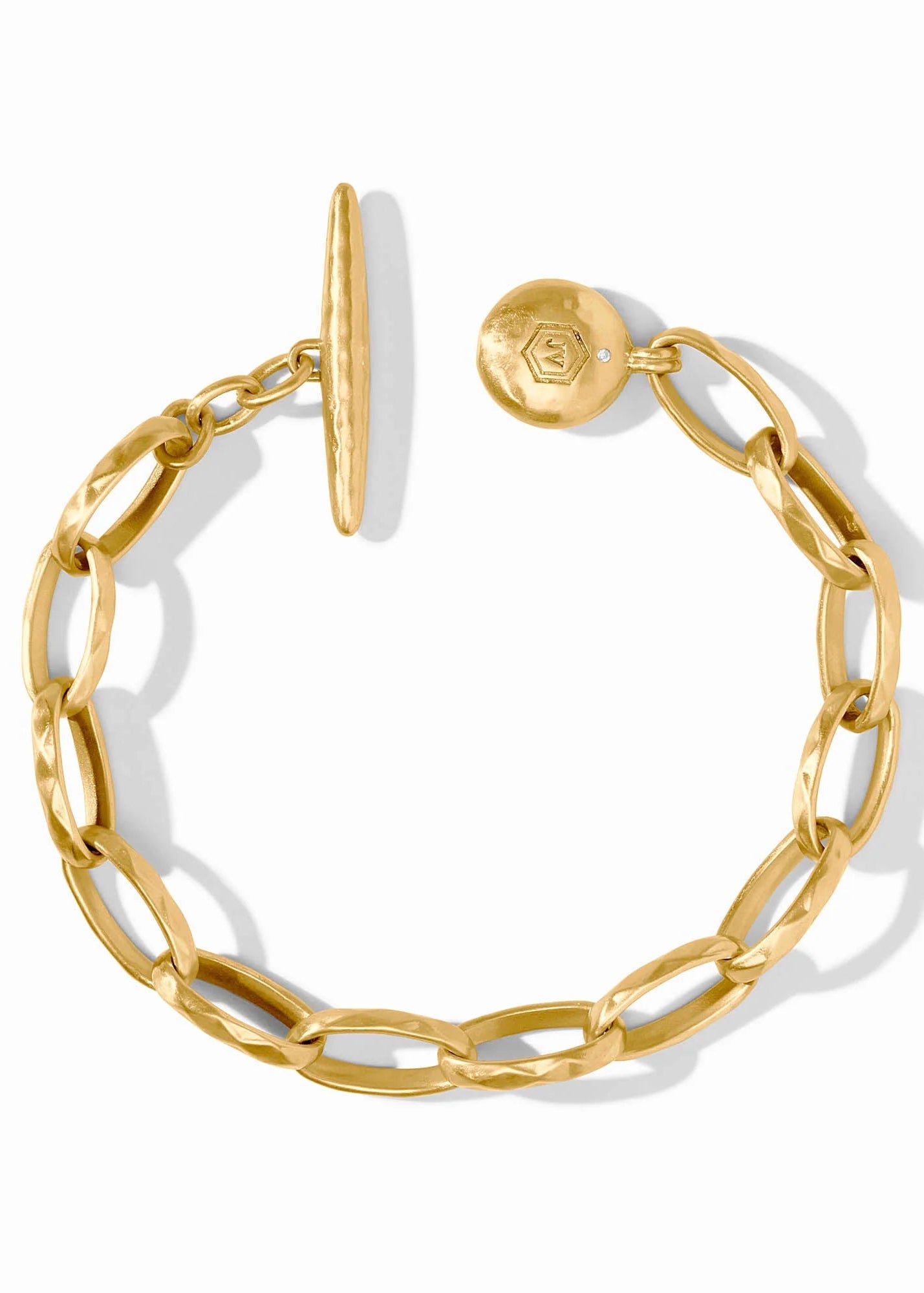 Gold chain bracelet on a white background