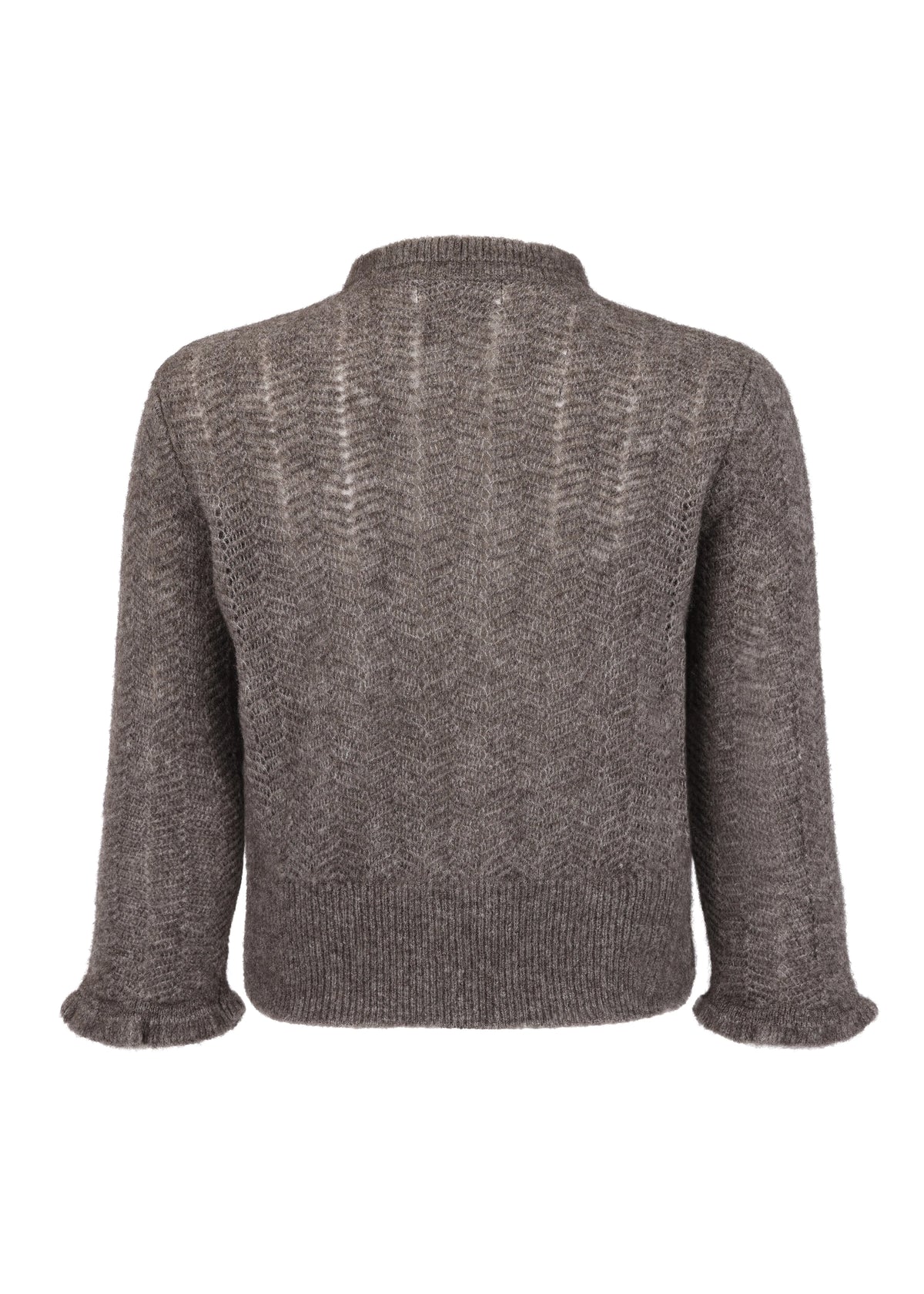 Gray cardigan on white backgound