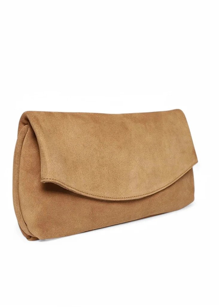 Brown clutch bag on a white background