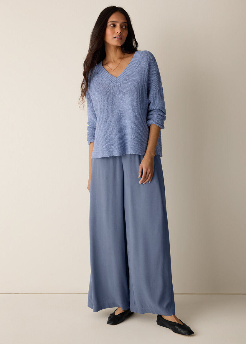 Organic Linen Cotton Slub V-Neck Top