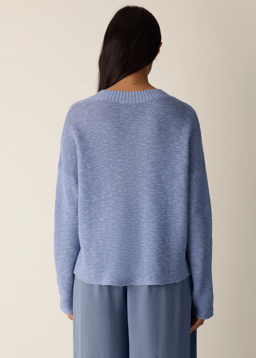 Organic Linen Cotton Slub V-Neck Top