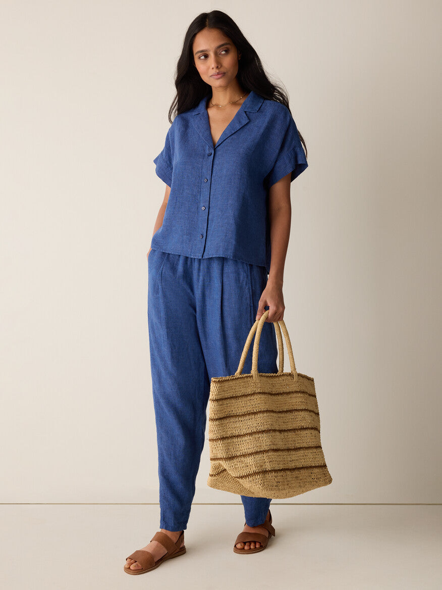 Washed Organic Linen Délavé Notch Collar Shirt