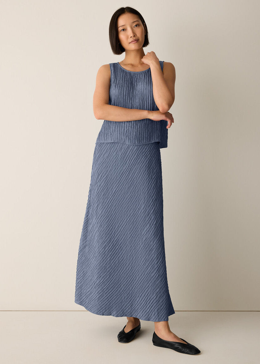 Textured Silk Jacquard Ballet Neck Tank