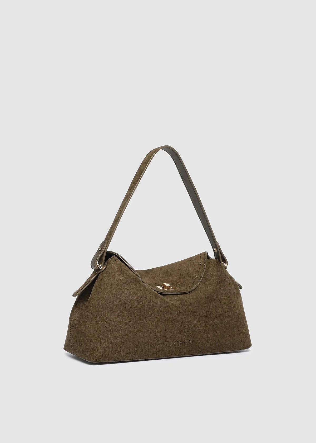 Green handbag on a light gray background